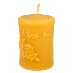 Beeswax cylinder candle I Love You